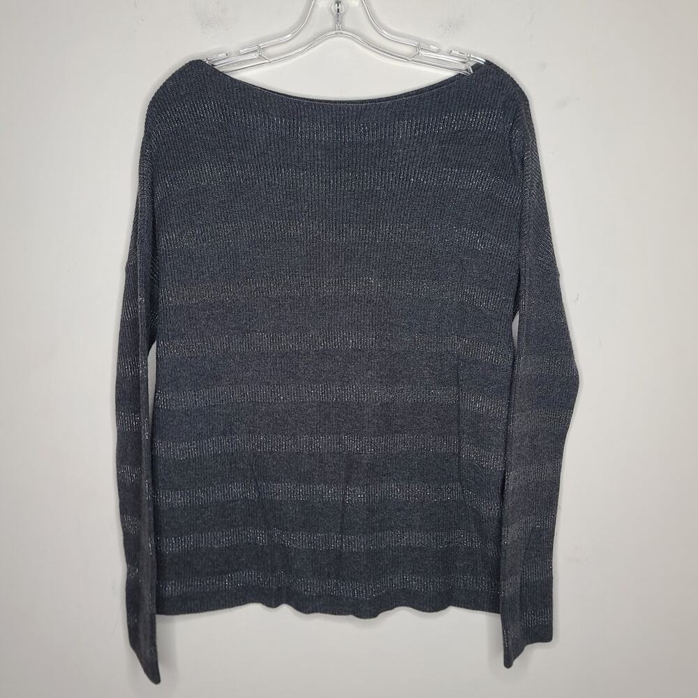 Tommy Bahama black grey metallic striped long sleeve boatneck sweater - XS